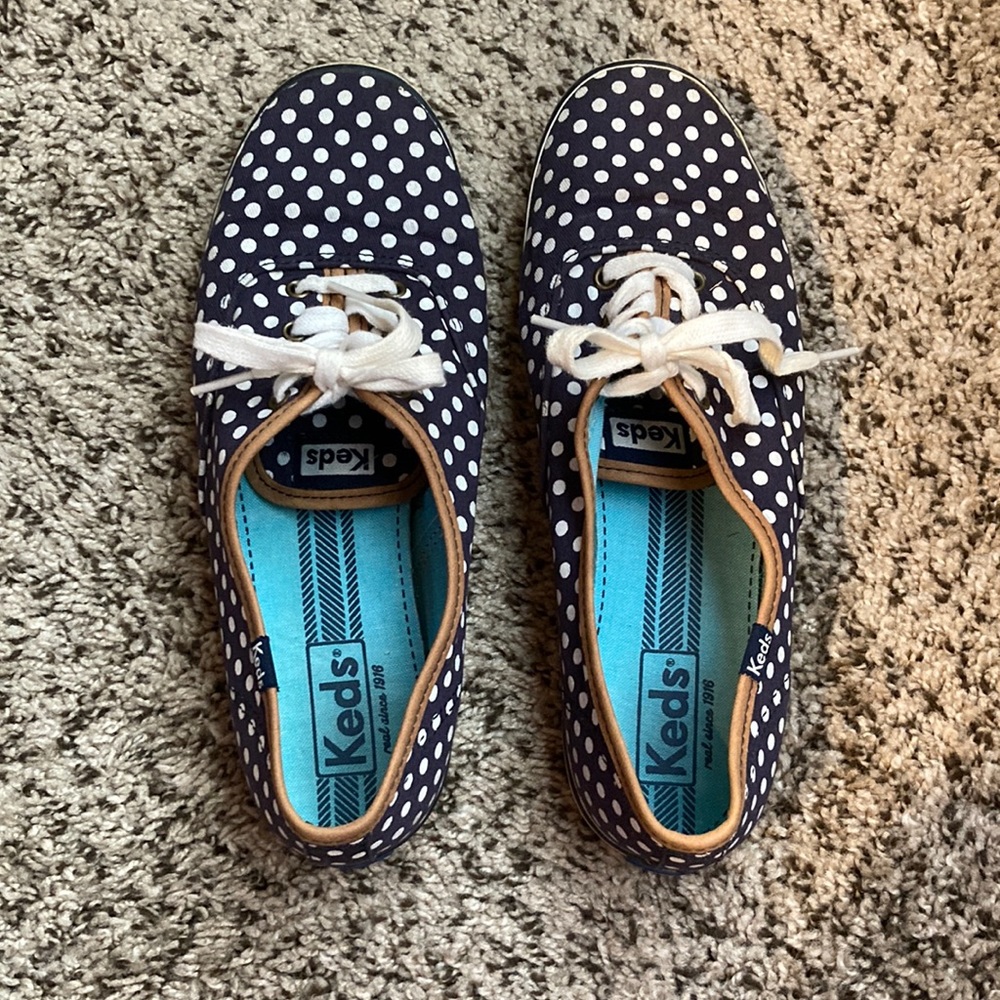 Blue and White Polka Dot Keds